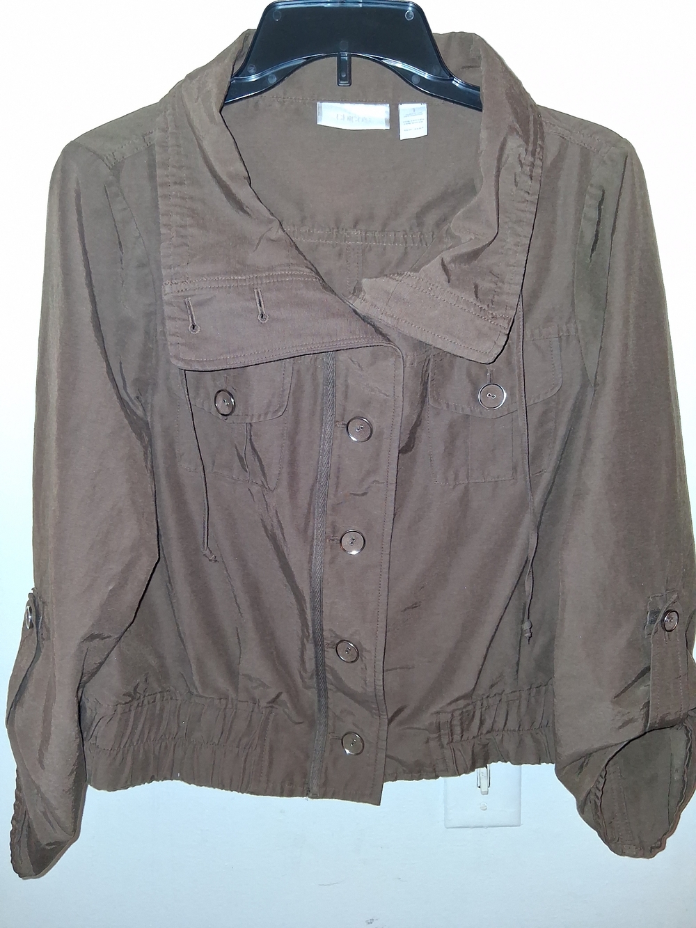 Chico's Brown Cropped Button-Front Jacket